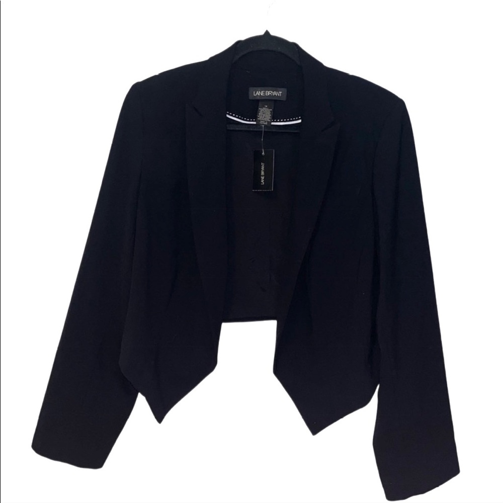 Lane Bryant Black Cropped Open-Front Blazer